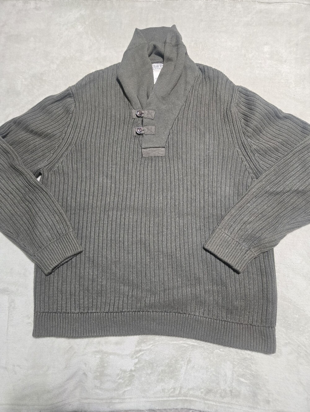 Duluth Trading Co Brigadier Shawl Collared Sweater Mens Size 2XL Olive Green EUC